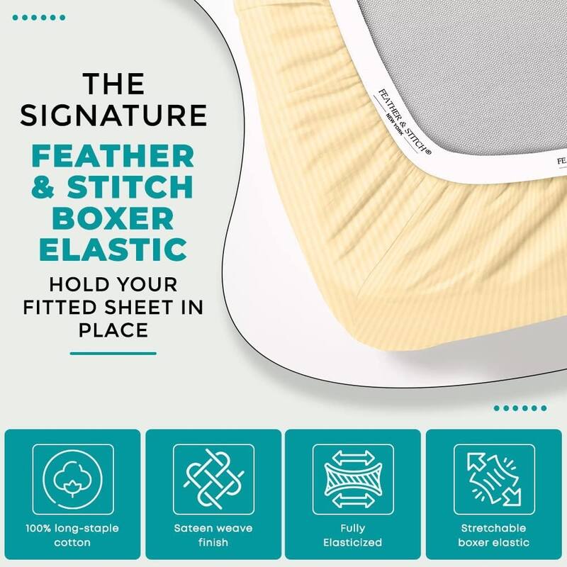 Feather & Stitch 500 Thread Count Damask Stripe ONLY Fitted Sheet