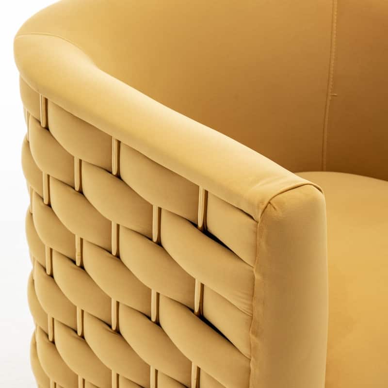 Modern Glam Velvet Upholstered 360 Degree Swivel Barrel Chair