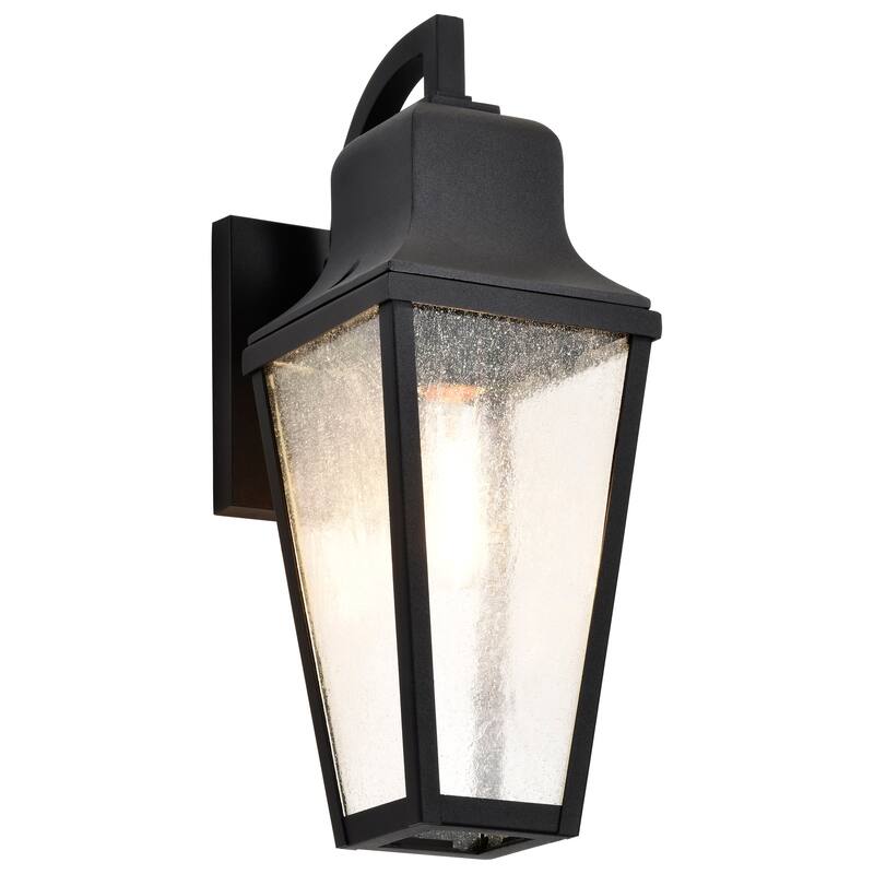 Lawrence 1 Light Medium Wall Lantern Matte Black with Clear Seeded Glass