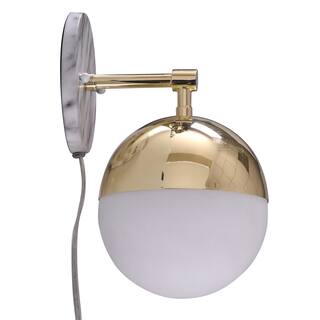 Zara Plug-In Wall Sconce - Faux Marble, Metal & Glass