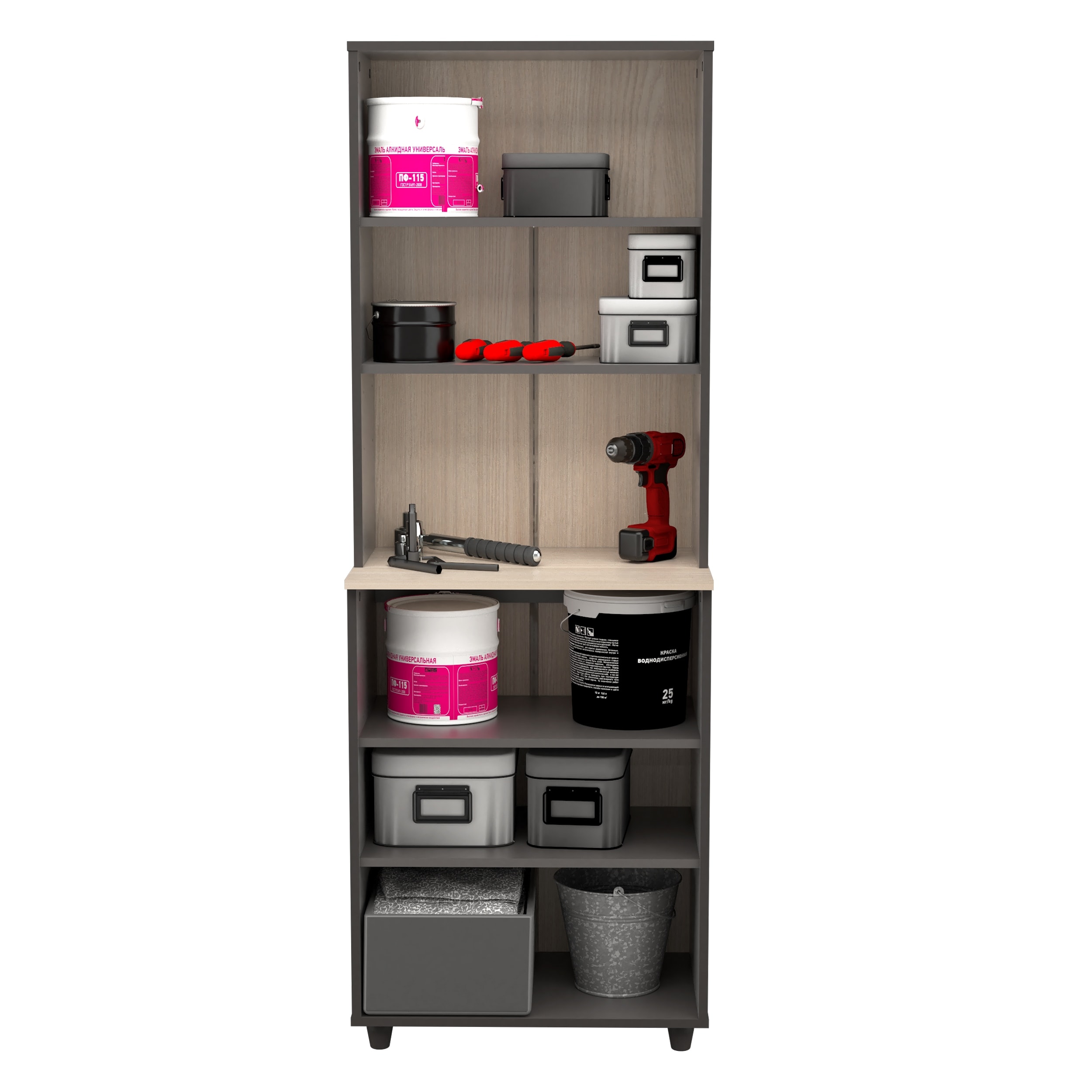 Inval Kratos 6-Piece Garage Storage System - Dark Grey