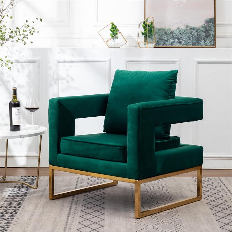 Contemporary Upholstered Accent Arm Chair - Green