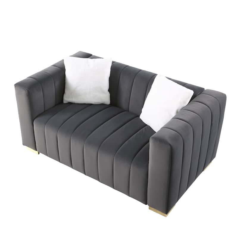 62.6" Velvet 2-Seater Sofa with Multi-Density Foam Cushions, Hydraulic Lift Mechanism
