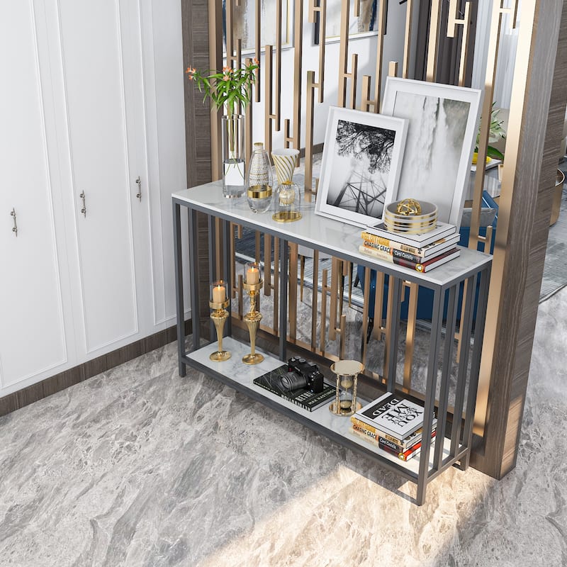 Heavy Duty Modern Narrow Industrial Console Table - 47.2" x 11.8" x 30.7"
