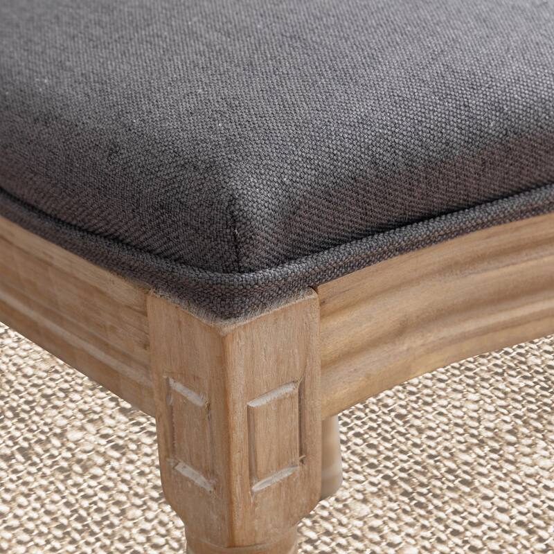 French Country Solid Wood Fabric Dining Chair Set of 2