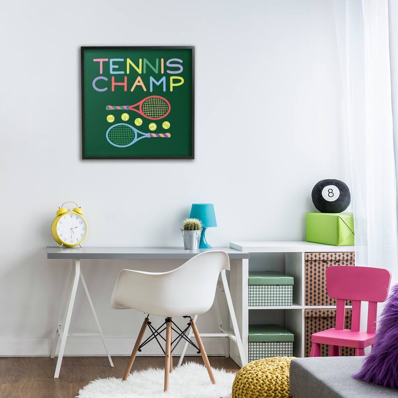 Stupell Tennis Champ Racket & Balls Framed Giclee Art Design By Sazerelli Designs