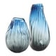 preview thumbnail 1 of 1, Uttermost 18190 Midnight Horizon 14-1/2" Tall Glass Vase - Set of 2 Deep Black / Vibrant Blue