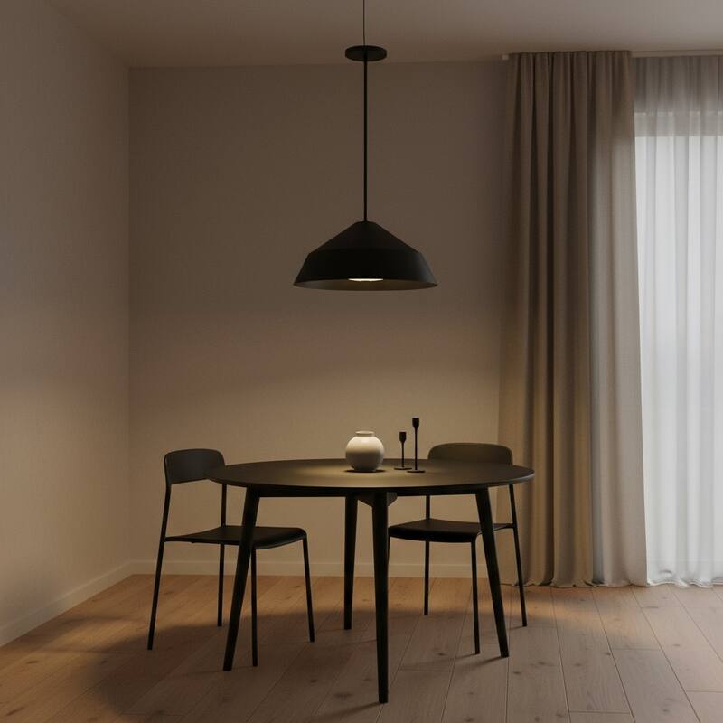 22 inch LED Ceiling Light 25W 1500 Lumens Dimmable 5 Color Temperatures Etched Glass - Black