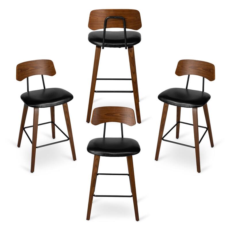 Glitzhome 40"H Rattan Back Swivel Bar Stool with Metal Legs Set of 2/4