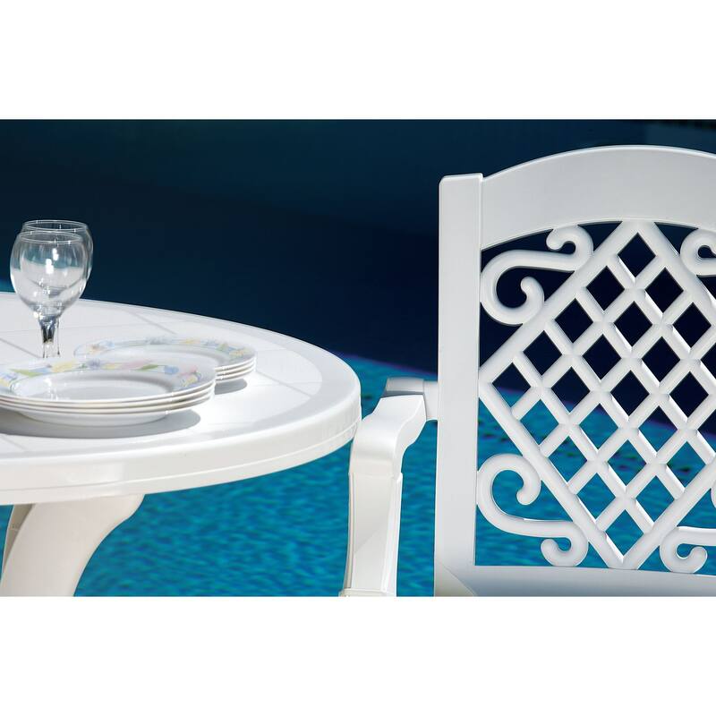 42" White Round Outdoor Patio Dining Table