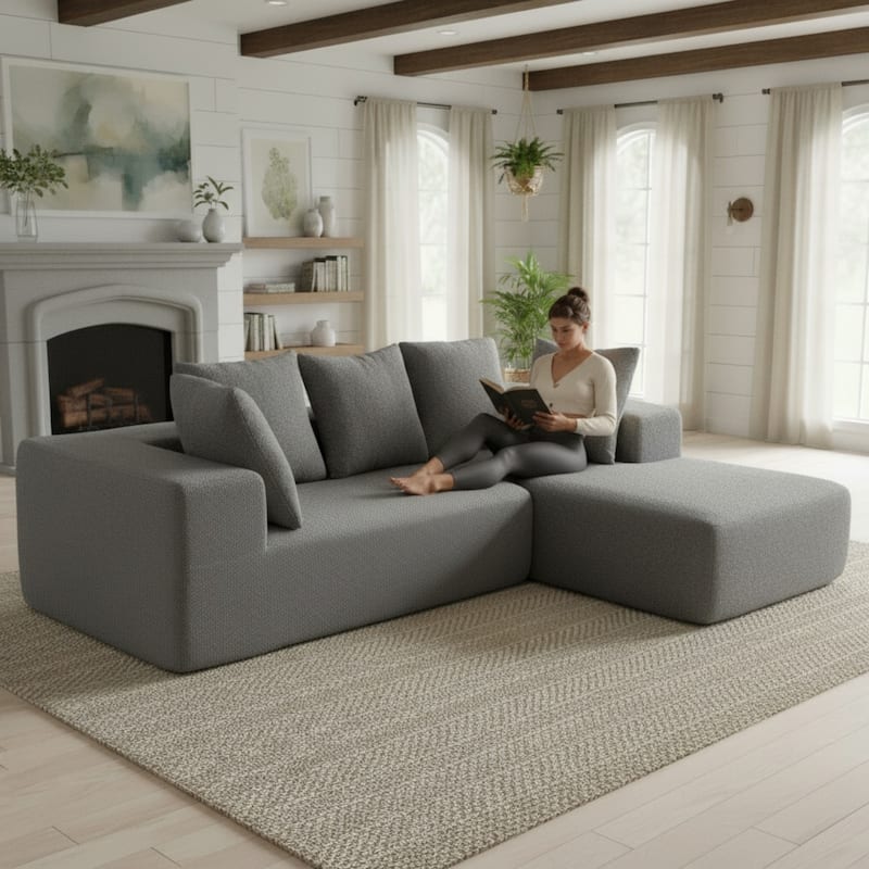 Modular Compressed Couch L-shaped Sectional Sofa with Chaise