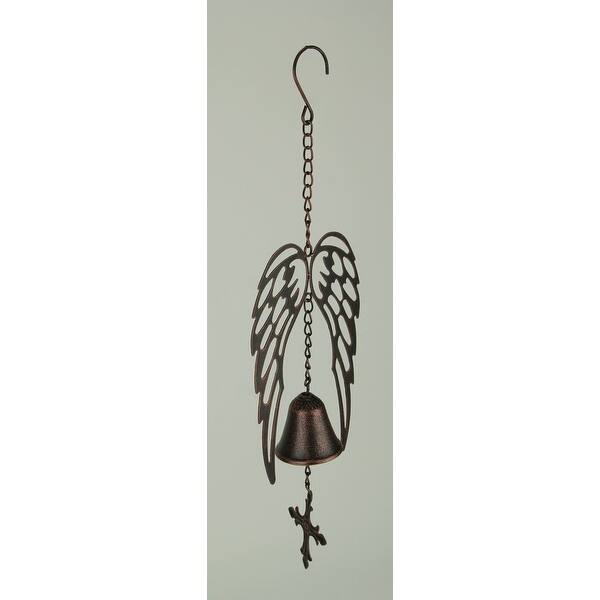 Shop Black Friday Deals On Metal Art Angel Wings And Cross Wind Chime 13 75 X 6 25 X 2 75 Inches Overstock 29115402
