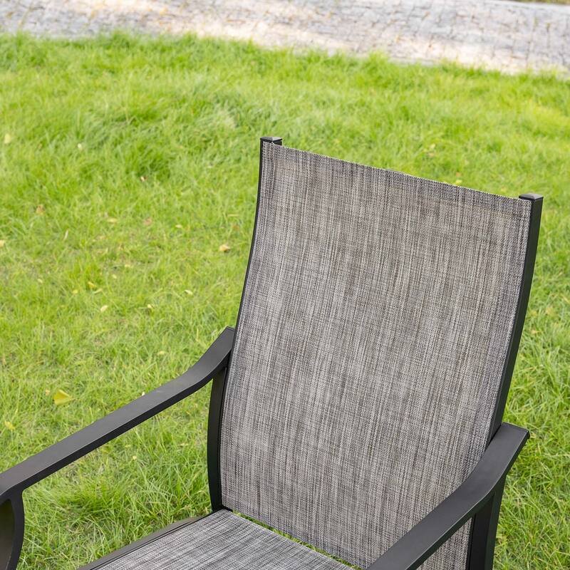 Outdoor 2-Piece Textilene Dining Chairs with Aluminum Frame, Grayish Brown