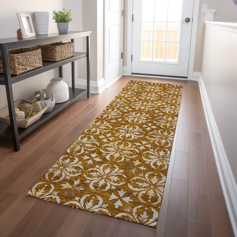 Machine Washable Indoor/ Outdoor Chantille Traditional Medallion Rug