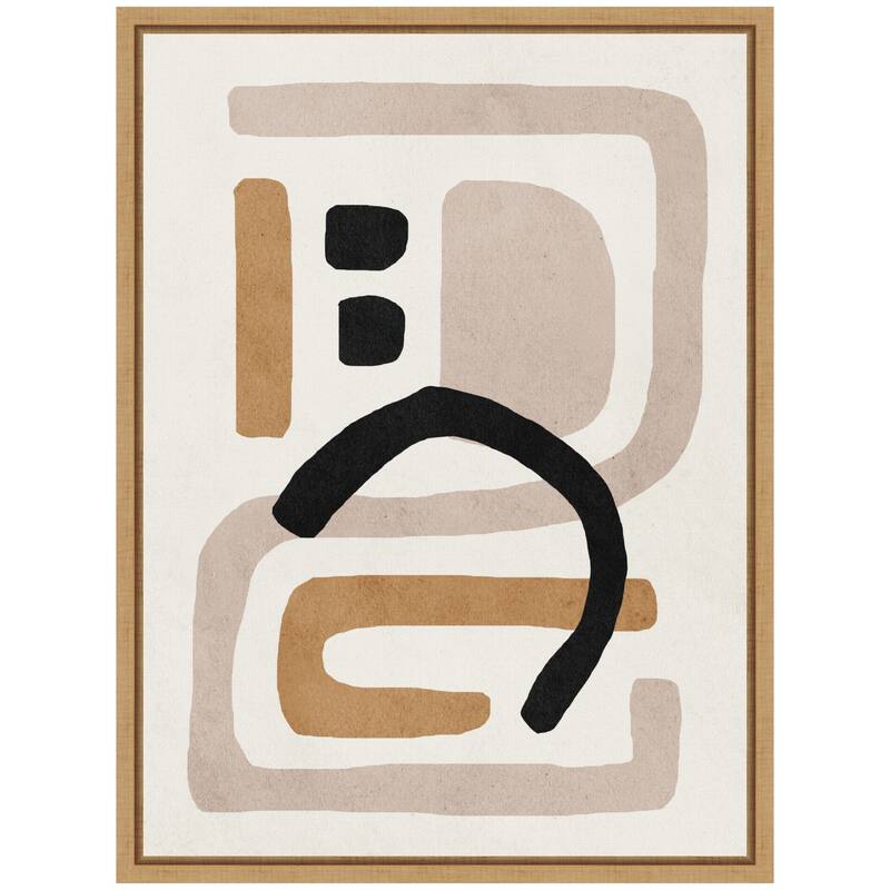 Kate and Laurel Sylvie Neutral Abstract 2 Minimal Modern Art Framed Canvas by July Art Prints