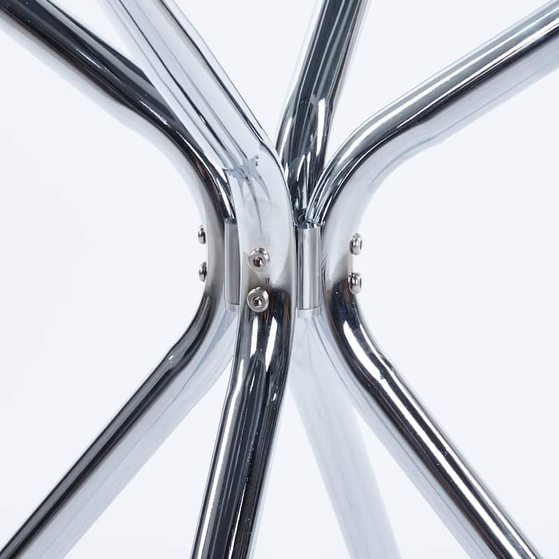 GDFStudio - Luminara Modern Contemporary 35.4" Round Tempered Glass Dining Table with Metal Frame and Sculptural Base - 35.43"L