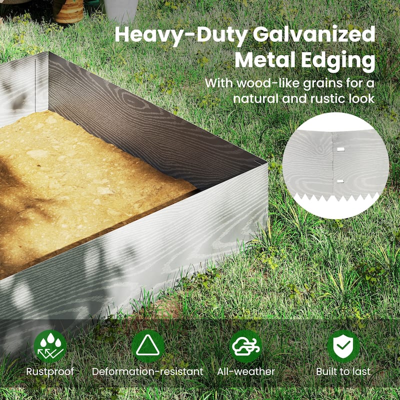 Gymax 6-Pack 20 FT Galvanized Metal Landscape Edging Heavy-Duty Metal