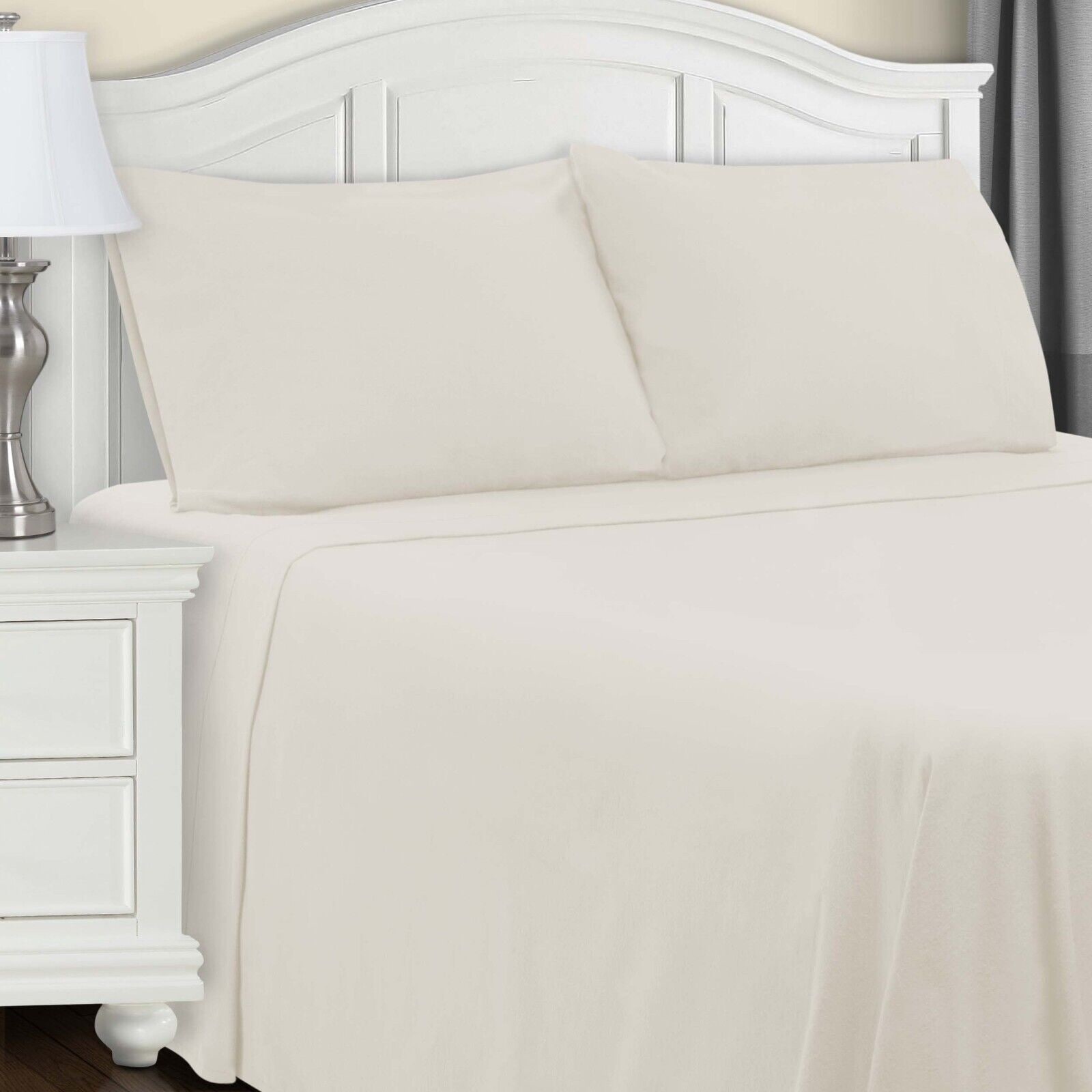 4 Pcs Cotton Flannel Bed Sheet Set with Pillowcases in King Size