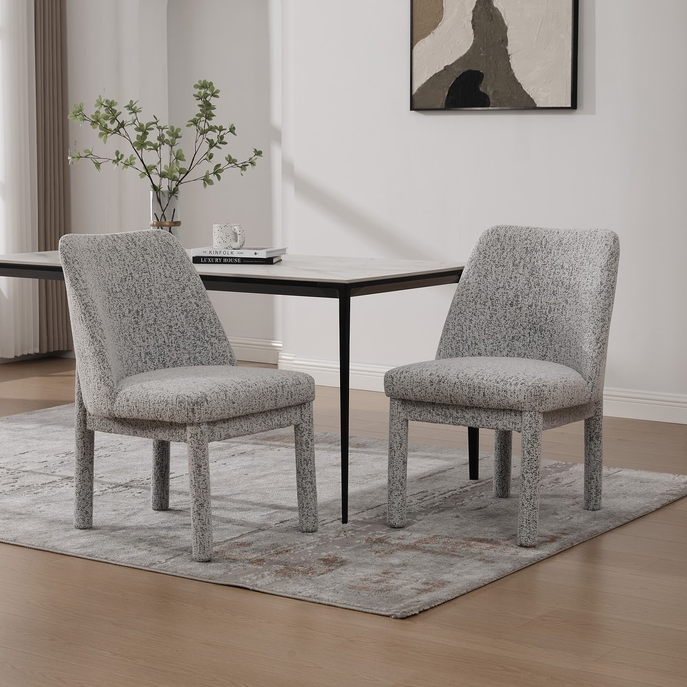 Upholstered Dining Chairs Set, Modern Dining Room Chairs Chenille Side Chairs with Curved Backrest, Armless Living Room Chair