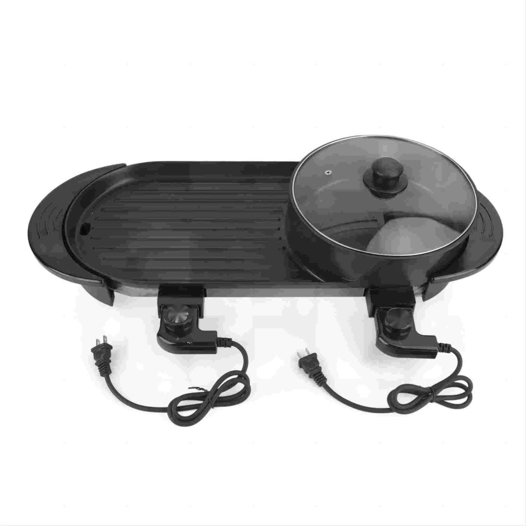 2 in 1 Portable Electric Hot Pot Barbecue Grill Non Stick