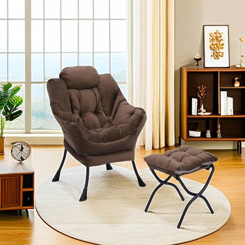 Tufted Accent Chair with Ottoman Cushion Chair Wingback Chair, Upholstered Chairs Lounge Chair with Armrests Side Pocket