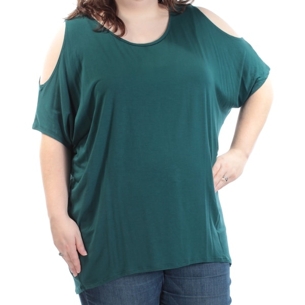 ING Womens Teal Cut Out 3/4 Sleeve Jewel Neck Top Plus ...