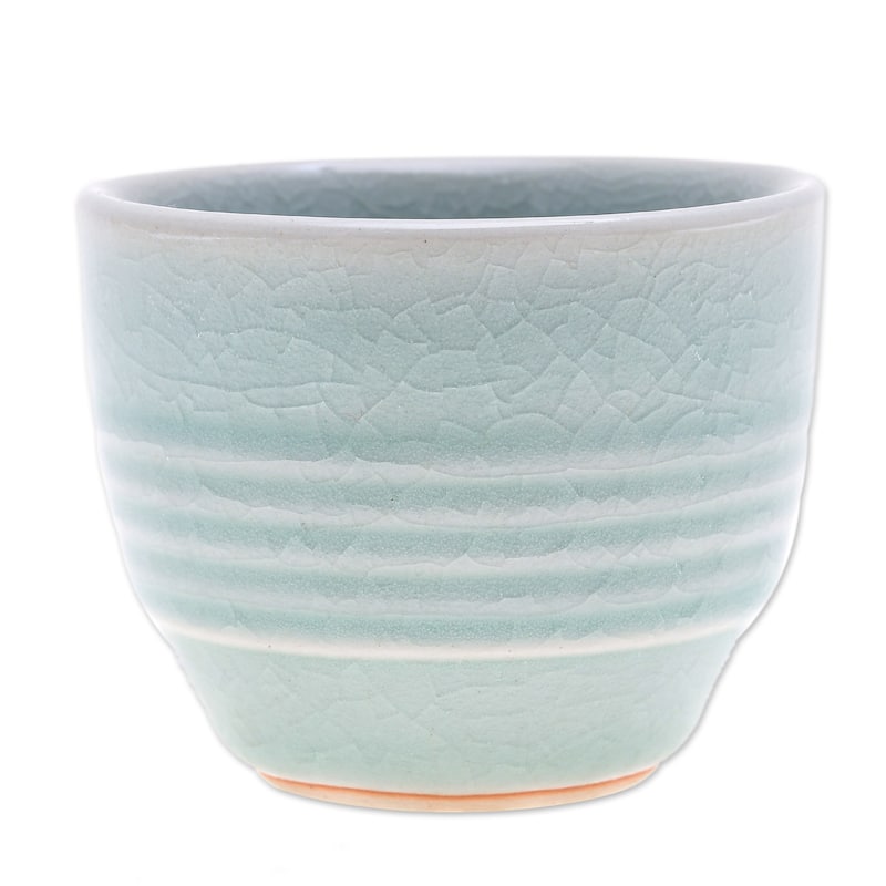 Novica Handmade Relaxing Afternoon Celadon Ceramic Teacup