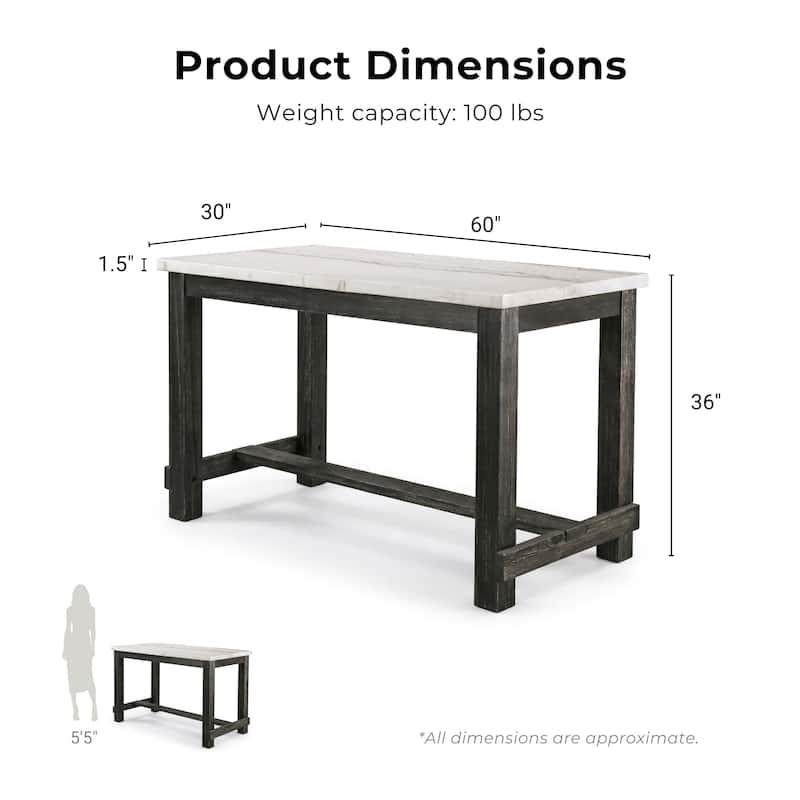 Furniture of America Shap Rustic Black 60-inch Counter Height Table
