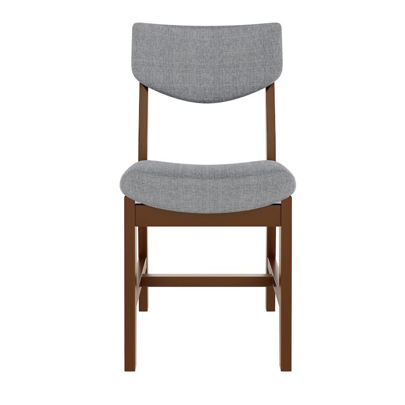 4-Piece Rustic Farmhouse Dining Chair Set, Solid Wood Frame with Gray Fabric Upholstered Cushion