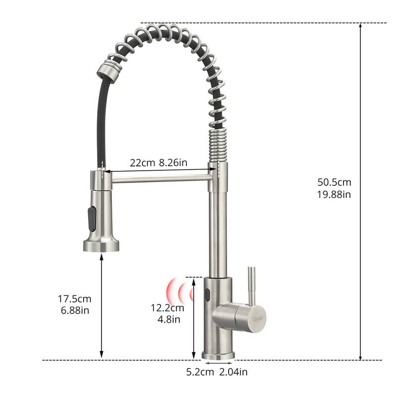 Brushed 1-Handle Touchless Deck-Mount Pulldown Kitchen Faucet
