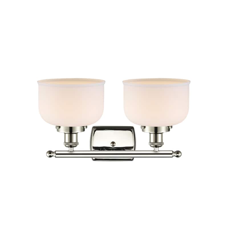 Innovations Lighting 916-2W-13-18 Bell Vanity Bell 2 Light 18" Wide - Polished Nickel / Matte White