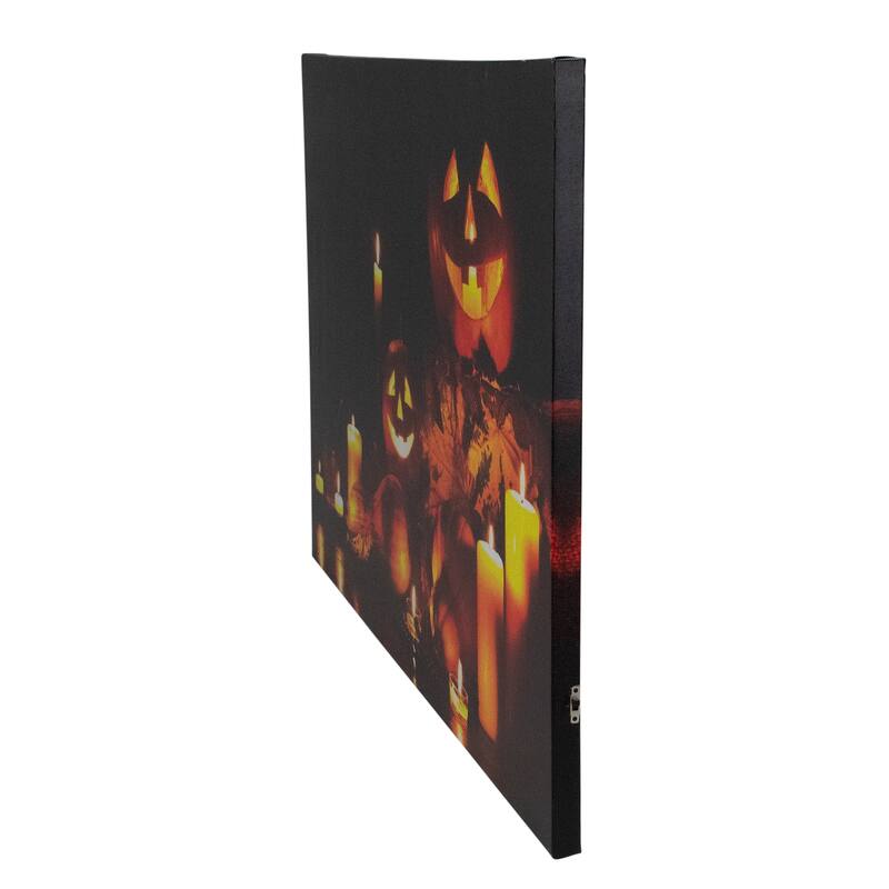LED Lighted Jack-O-Lanterns and Leaves Halloween Canvas Wall Art 15.75" x 23.5"
