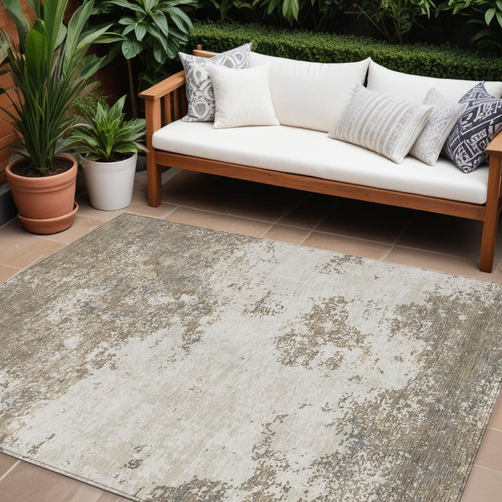HomeRoots Abstract Transitional Rectangle Outdoor Rug