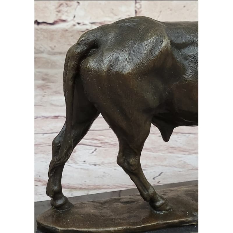 Bronze Imitative Bull Cow Imitative Cattle Sculpture Statue Figure On Marble Base By Milo