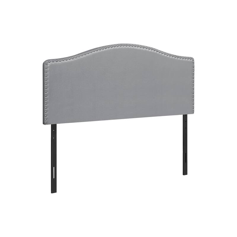 Bed, Headboard Only, Queen Size, Bedroom, Upholstered, Grey Leather Look, Transitional