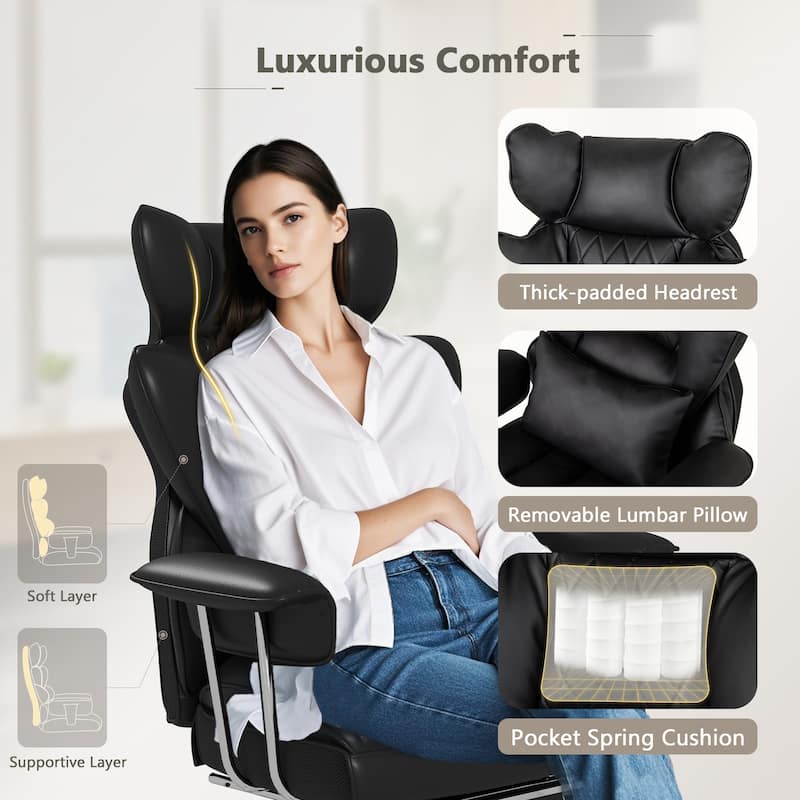 Costway Office Desk Chair Big and Tall Executive Office Chair with - See Details