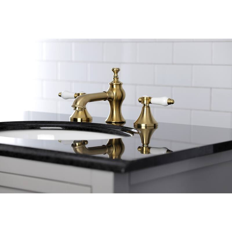 Bel-Air Deck Mount Widespread Bathroom Faucet with Brass Pop-Up
