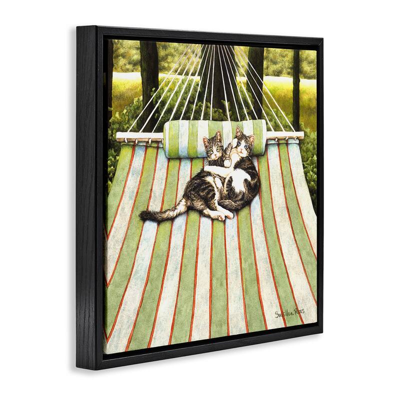 Stupell Playful Kittens on Hammock Framed Floater Canvas Wall Art Design By Sueellen Ross