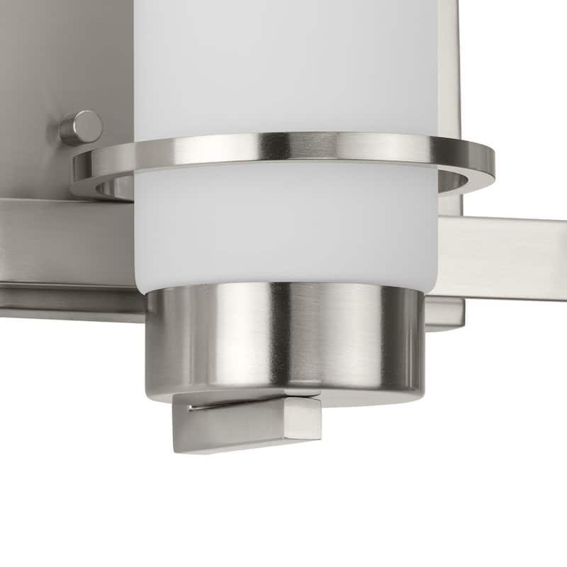 Reiss Collection Three-Light Modern Farmhouse Brushed Nickel Vanity Light - 22.75 in x 5.75 in x 7 in