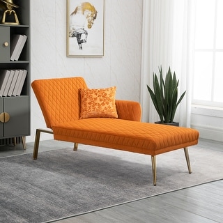 Tufted Velvet Chaise Lounge with Adjustable Backrest and Metal Legs ...