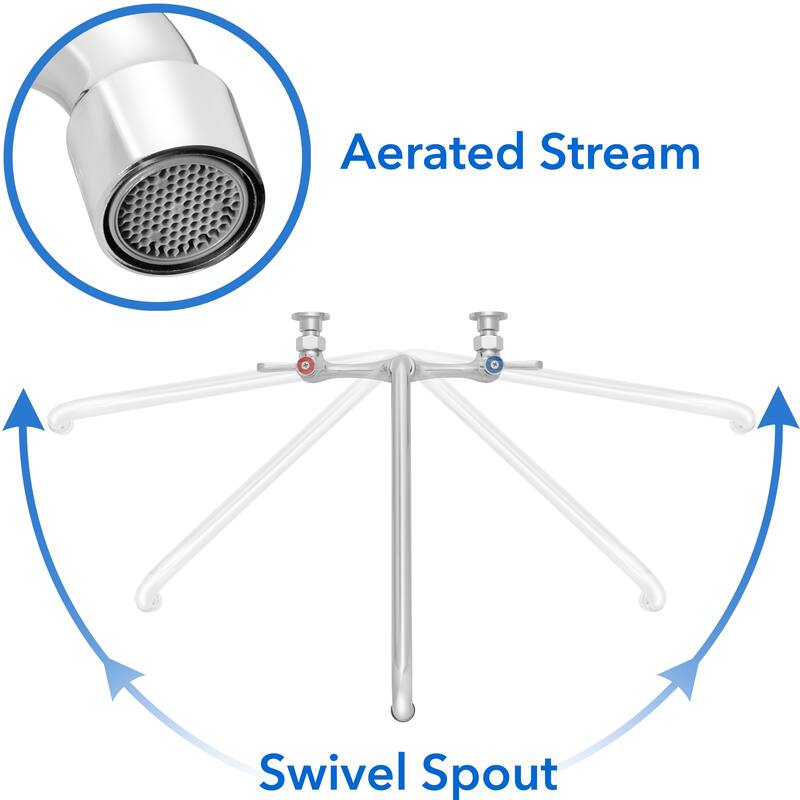 Commercial Wall Mount Sink Faucets 8in Center w Swivel Spouts NSF