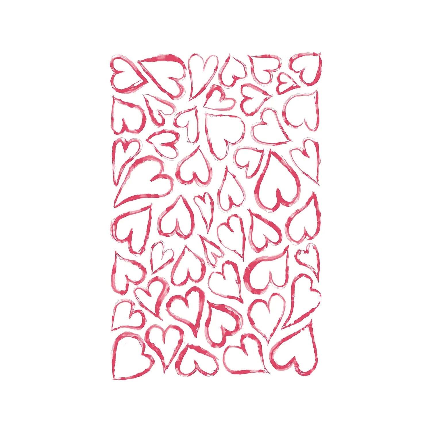 "Red Heart Shapes" by Martina Canvas Print
