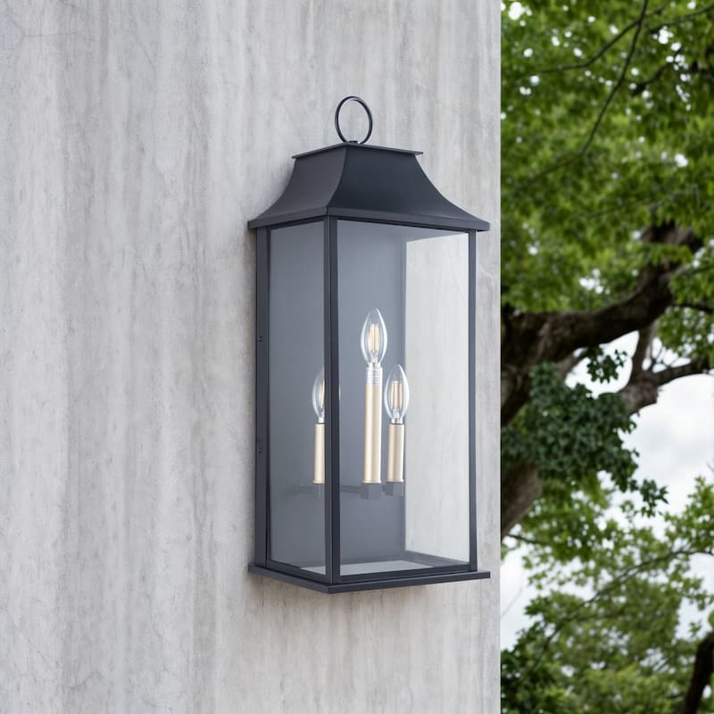 Maxax Black Metal Glass Shade Outdoor Wall Light - 25'*10'*8'