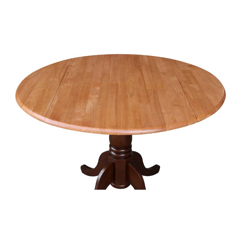 Round Pedestal Base Solid Wood 42-inch Drop-leaf Dining Table