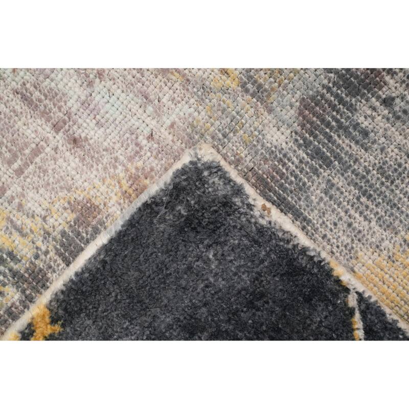 Hand Knotted Oriental Viscose Silk Carpet Modern Pictorial Multi-Colored Abstract Area Rug - 7' 8'' X 5' 7''