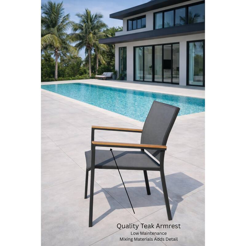 Quay Dark Grey 7-Piece Aluminum Outdoor Dining Set with Tribeca with Ceramic Glass Table Top - N/A