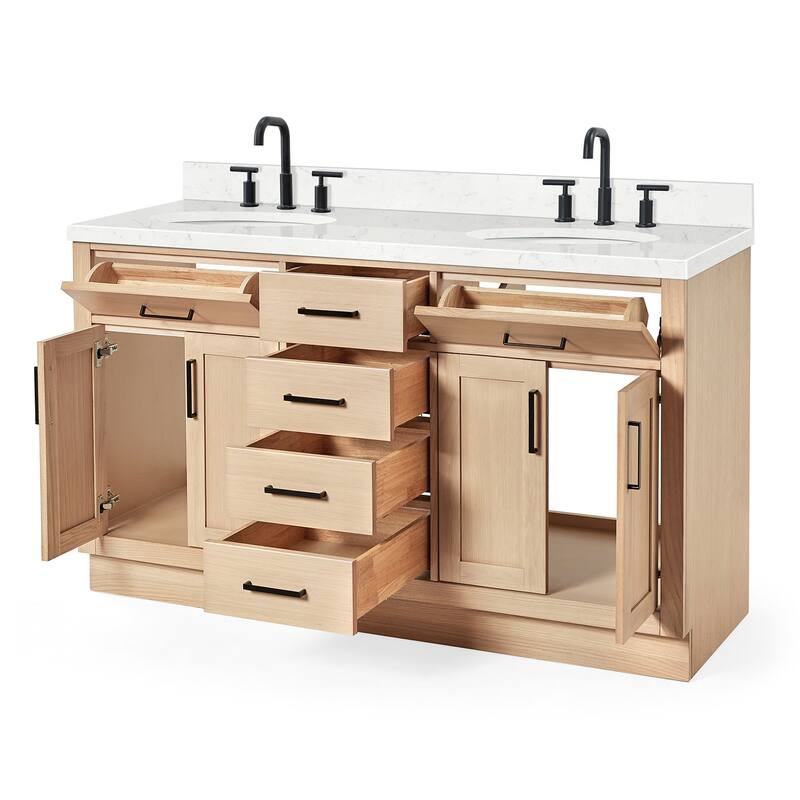 Ariel T060DCQOVO Hepburn 60" Free Standing Double Basin Vanity Set