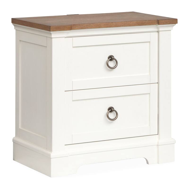 Magnussen Home Kingston Whisper White and Cerused Nutmeg Drawer Nightstand