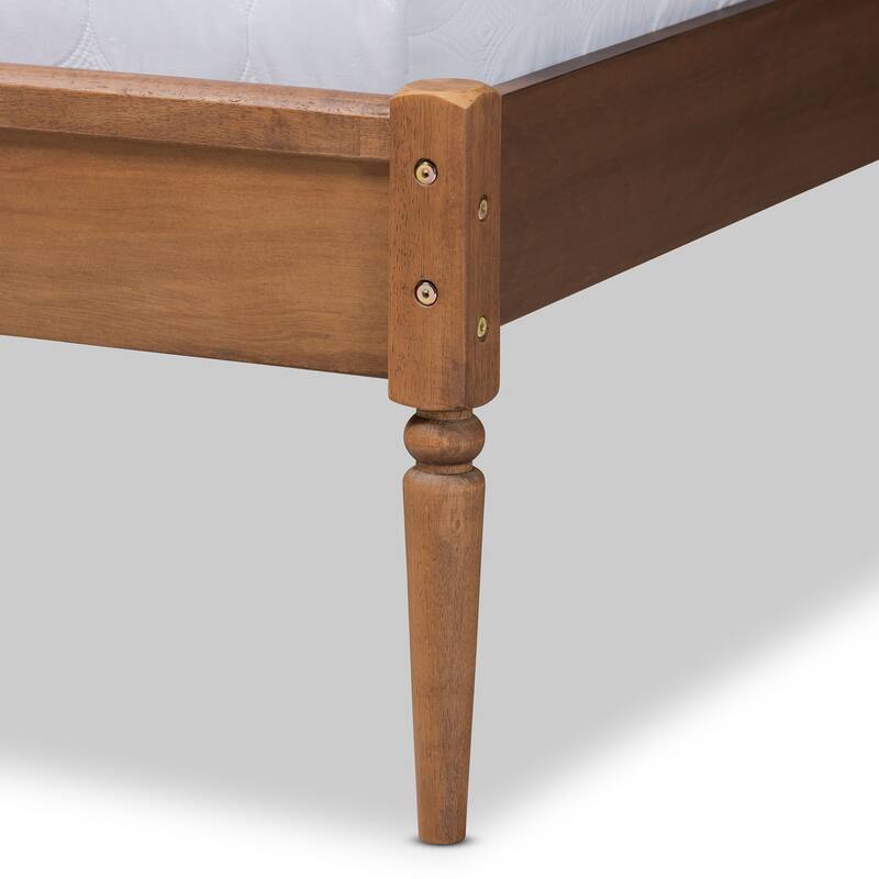 Kassidy Classic and Traditional Wood Platform Bed-Walnut Brown