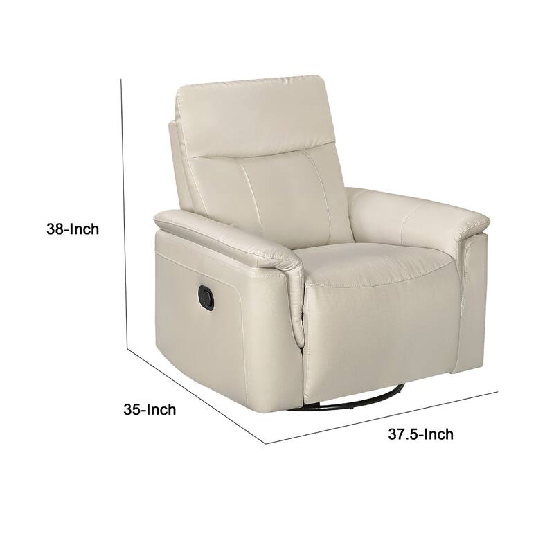 Jen Manual Swivel Glider Reclining Chair, Taupe Top Grain Leather
